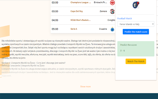 livesports  from Chrome web store to be run with OffiDocs Chromium online