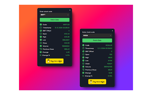 Live Stock Prices and details  from Chrome web store to be run with OffiDocs Chromium online