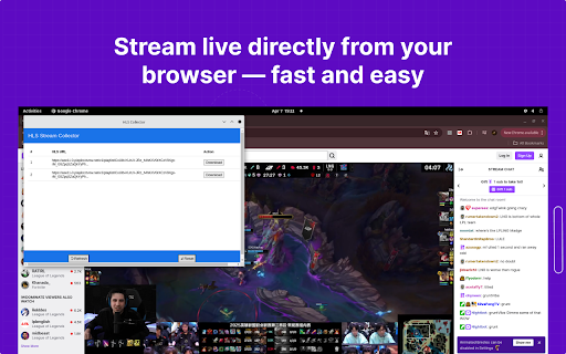 Live Streaming Downloader  from Chrome web store to be run with OffiDocs Chromium online