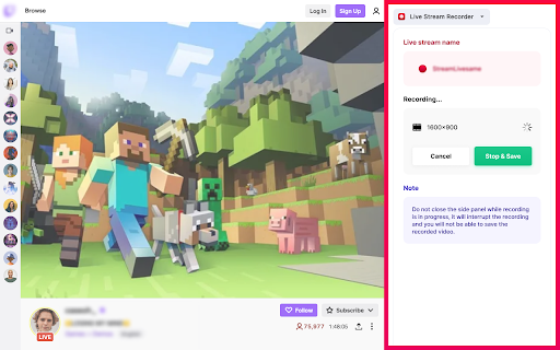 Live  Stream Recorder  from Chrome web store to be run with OffiDocs Chromium online
