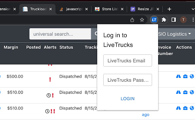 LiveTrucks Sync  from Chrome web store to be run with OffiDocs Chromium online