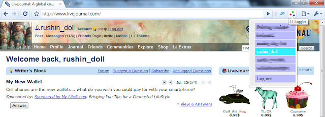 LJ Account Juggler  from Chrome web store to be run with OffiDocs Chromium online