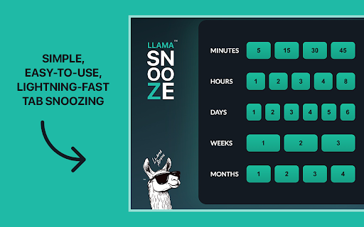 Llama Snooze™  from Chrome web store to be run with OffiDocs Chromium online