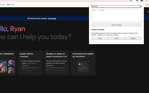 LLM Prompt Saver  from Chrome web store to be run with OffiDocs Chromium online