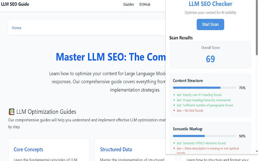 LLM SEO Checker  from Chrome web store to be run with OffiDocs Chromium online