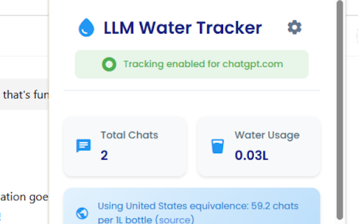 LLM Water Tracker  from Chrome web store to be run with OffiDocs Chromium online