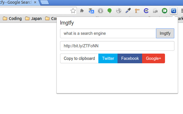 lmgtfy  from Chrome web store to be run with OffiDocs Chromium online