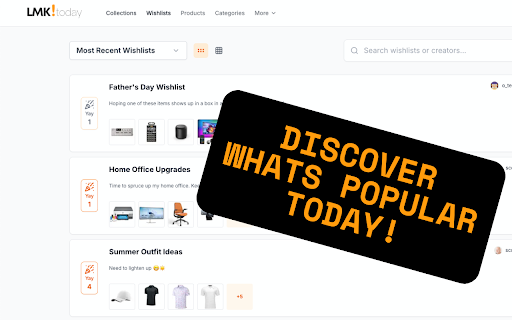 LMK.today Wishlist Builder  from Chrome web store to be run with OffiDocs Chromium online