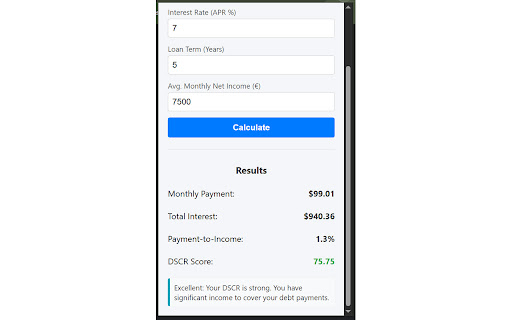 Loan Affordability Calculator  from Chrome web store to be run with OffiDocs Chromium online
