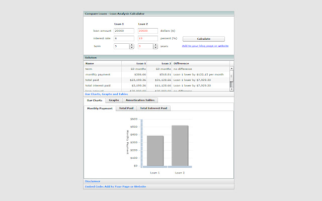 Loan Comparison Calculator  from Chrome web store to be run with OffiDocs Chromium online