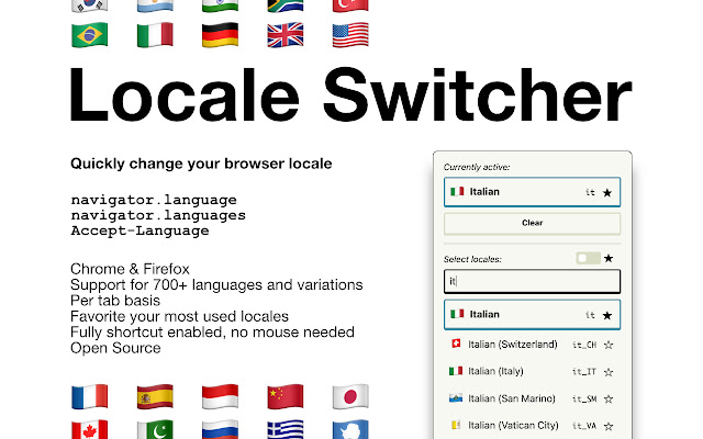 Locale Switcher  from Chrome web store to be run with OffiDocs Chromium online