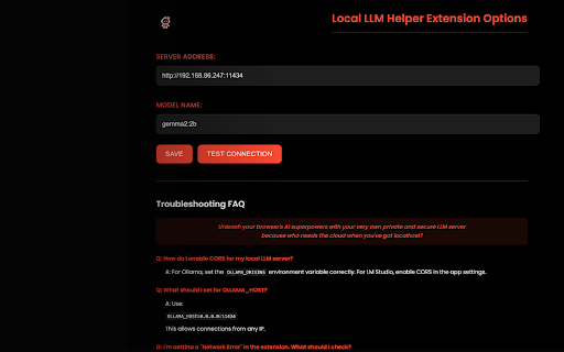 Local LLM Helper  from Chrome web store to be run with OffiDocs Chromium online