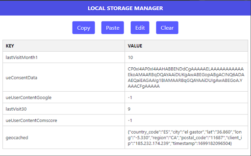 LocalStorage Manager  from Chrome web store to be run with OffiDocs Chromium online