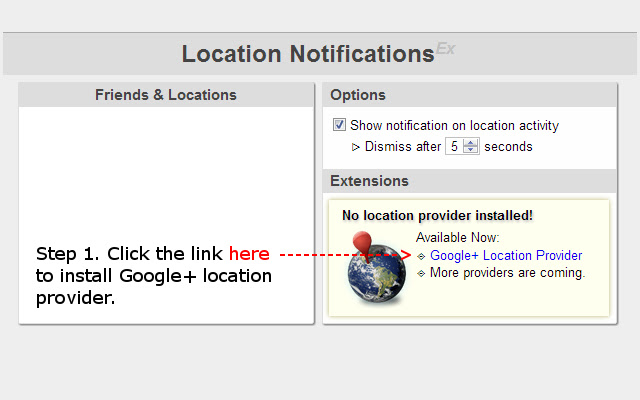 Location Notifications (Ex)  from Chrome web store to be run with OffiDocs Chromium online