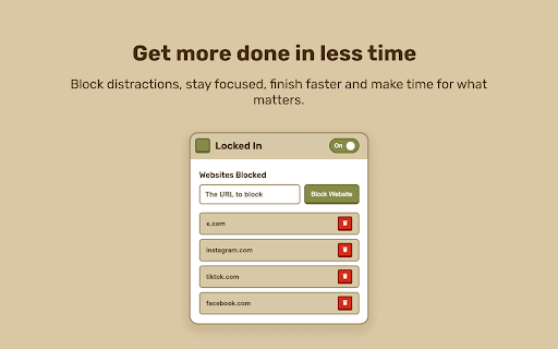 Locked In | Block Social Media  Stay Focused  from Chrome web store to be run with OffiDocs Chromium online