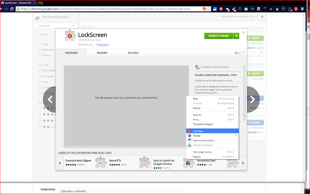 LockScreen  from Chrome web store to be run with OffiDocs Chromium online