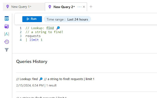 Log Analytics Query History Lookup  from Chrome web store to be run with OffiDocs Chromium online