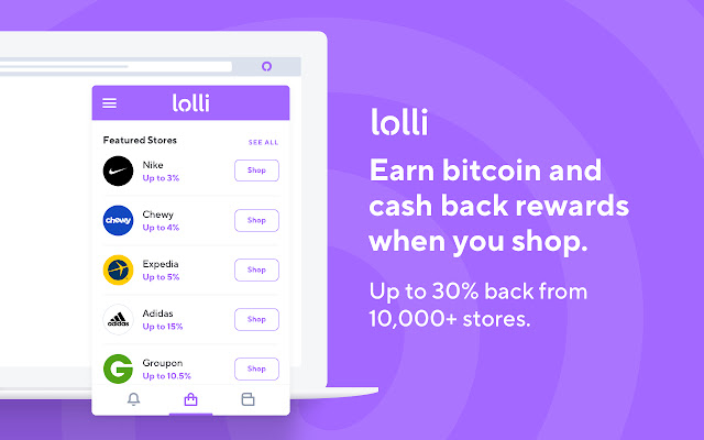 Lolli: Earn Bitcoin and Cash Back  from Chrome web store to be run with OffiDocs Chromium online