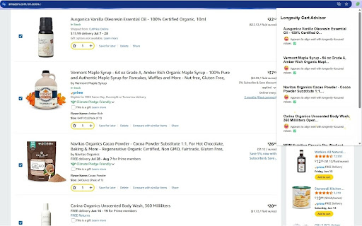 Longevity Cart Advisor  from Chrome web store to be run with OffiDocs Chromium online