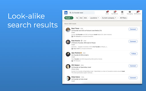 Look alike finder search similar profiles on LinkedIn™  from Chrome web store to be run with OffiDocs Chromium online