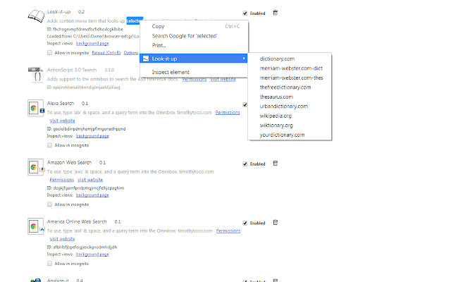 LookItUp  from Chrome web store to be run with OffiDocs Chromium online