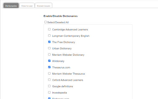 Lookup Definitions Online  from Chrome web store to be run with OffiDocs Chromium online