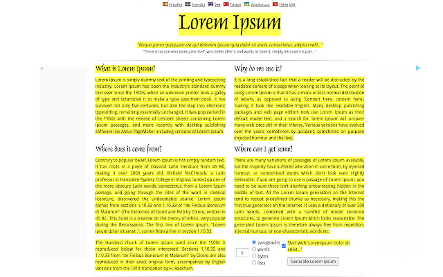 Lorem Ipsum Checker  from Chrome web store to be run with OffiDocs Chromium online