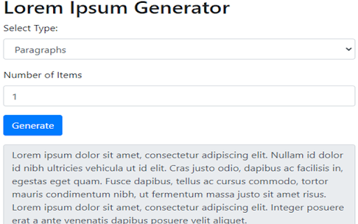 Lorem Ipsum Generator 2.0  from Chrome web store to be run with OffiDocs Chromium online