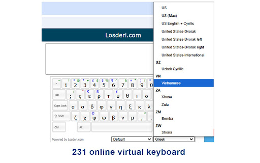 Losderi Virtual Keyboard Online  from Chrome web store to be run with OffiDocs Chromium online