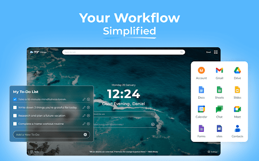 Lotus Your Daily Focus New Tab  from Chrome web store to be run with OffiDocs Chromium online