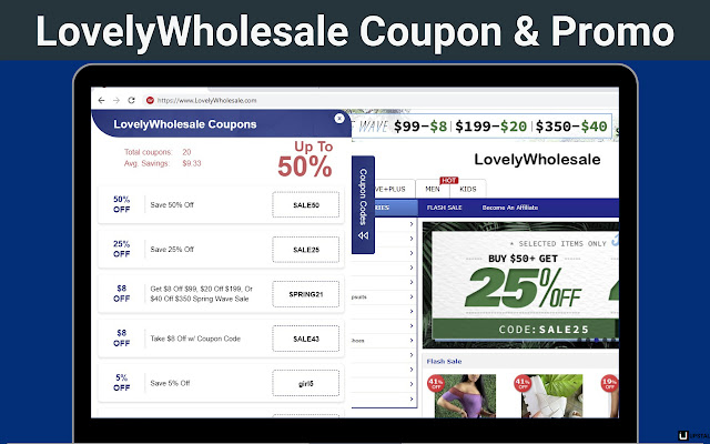 LovelyWholesale Coupon  Promo Codes  from Chrome web store to be run with OffiDocs Chromium online