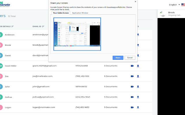 Lowrate Screen Sharing  from Chrome web store to be run with OffiDocs Chromium online