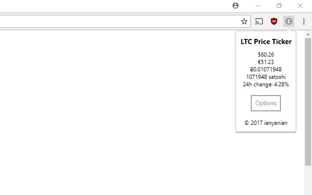 LTC Price Ticker  from Chrome web store to be run with OffiDocs Chromium online