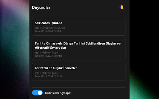 İLTER Dergisi Duyuru Takip  from Chrome web store to be run with OffiDocs Chromium online