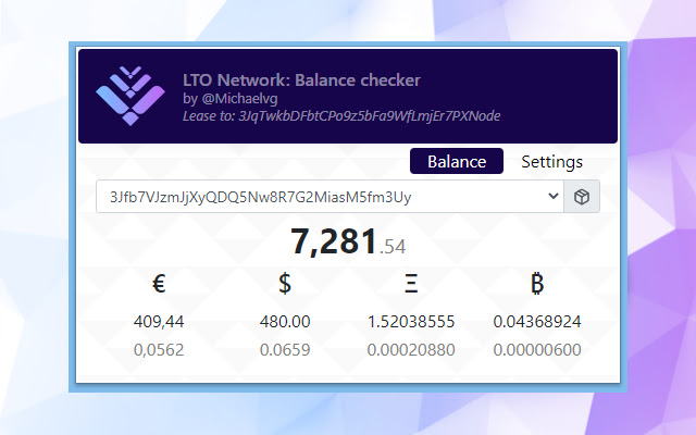 LTO Network Balance Checker  from Chrome web store to be run with OffiDocs Chromium online
