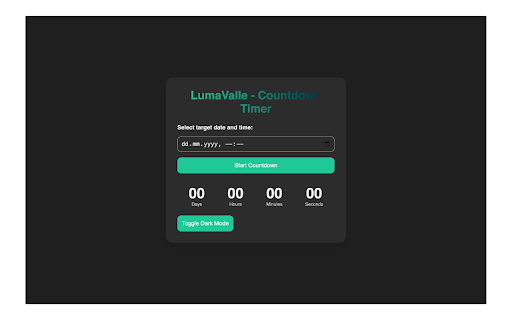 Lumavalle Countdown Timer  from Chrome web store to be run with OffiDocs Chromium online