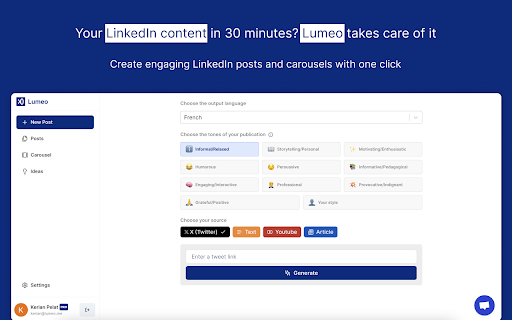 Lumeo  from Chrome web store to be run with OffiDocs Chromium online