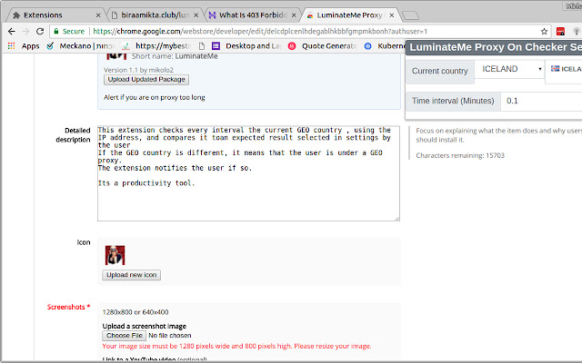 LuminateMe Proxy On Alerter  from Chrome web store to be run with OffiDocs Chromium online
