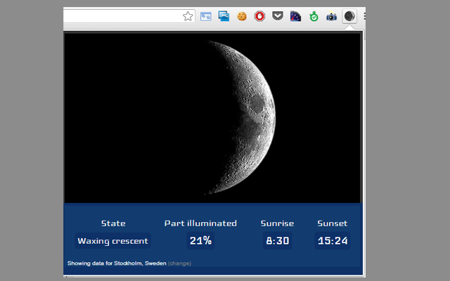 Lunar phases  from Chrome web store to be run with OffiDocs Chromium online