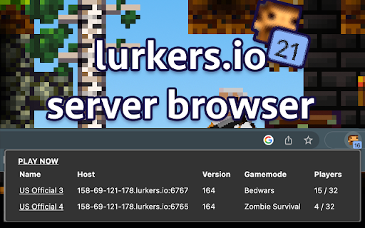 lurkers.io Server List  from Chrome web store to be run with OffiDocs Chromium online