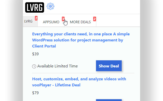 LVRG Deals  from Chrome web store to be run with OffiDocs Chromium online