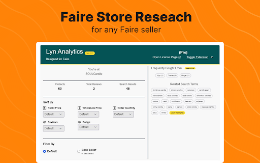 Lyn Analytics for Faire  from Chrome web store to be run with OffiDocs Chromium online