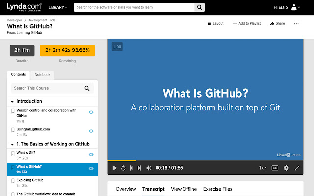 Lynda Remaining Time  from Chrome web store to be run with OffiDocs Chromium online