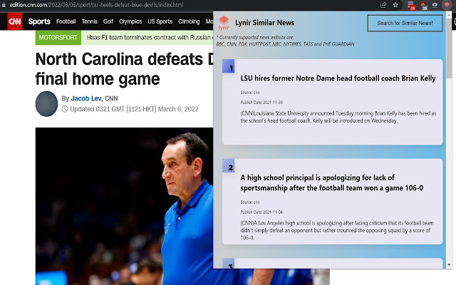Lynir Similar News  from Chrome web store to be run with OffiDocs Chromium online
