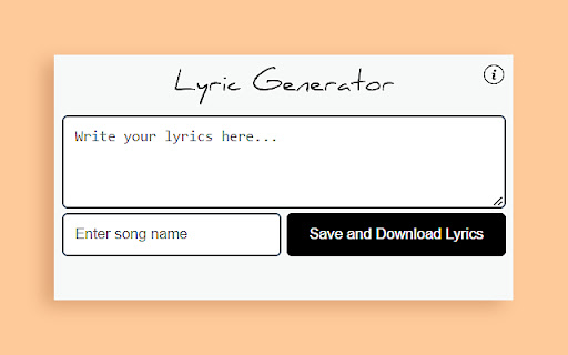 Lyric Generator Lyric Builder  from Chrome web store to be run with OffiDocs Chromium online
