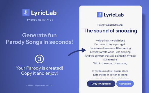 Lyriclab Parody Generator  from Chrome web store to be run with OffiDocs Chromium online