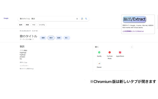 LyricsExtractor  from Chrome web store to be run with OffiDocs Chromium online