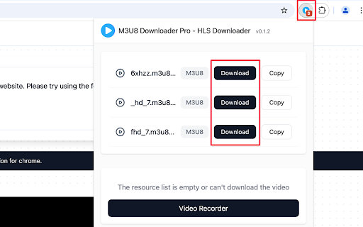 M3U8 Downloader Pro HLS Downloader  from Chrome web store to be run with OffiDocs Chromium online