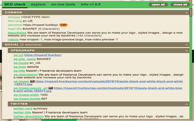 MAAREF SEO tool  from Chrome web store to be run with OffiDocs Chromium online
