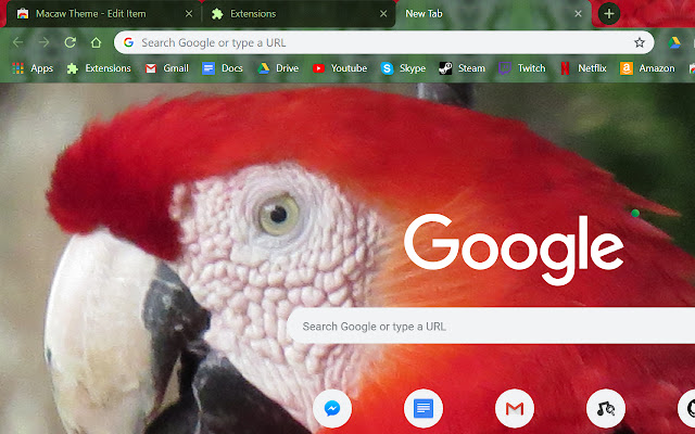 Macaw Theme de Chrome web store se ejecutará con OffiDocs Chromium en línea